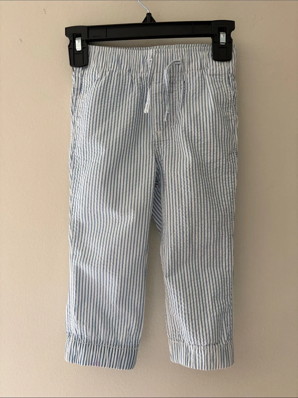 GAP Blue & White Seersucker Drawstring Kids Pants